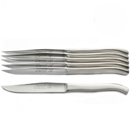 Excellence 6er Set Messer ganz aus Edelstahl, poliert, handgemacht, in Holzschatulle