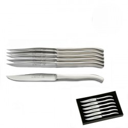 Luxury boxed set of 6 solid polished stainless steel knives