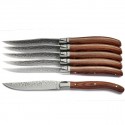 Laguiole boxed set of 6 steak knives, exotic wood handle, rawness aspect blade