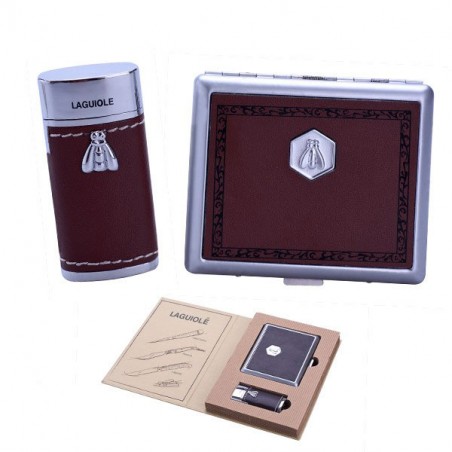 Elégant lighter  and cigarette case, leather aspect 