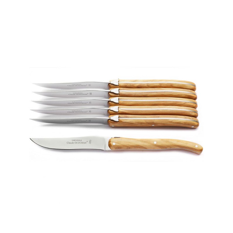 Luxury boxed set of 6 natural olive wood knives