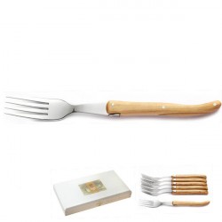 boxed set of 6 olive wood handle forks