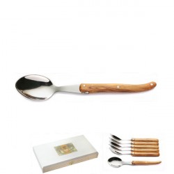 Luxury boxed set of 6 olive wood handle small spoons