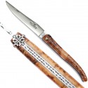 Occitan cross character collector\'s knife knife, juniper wood