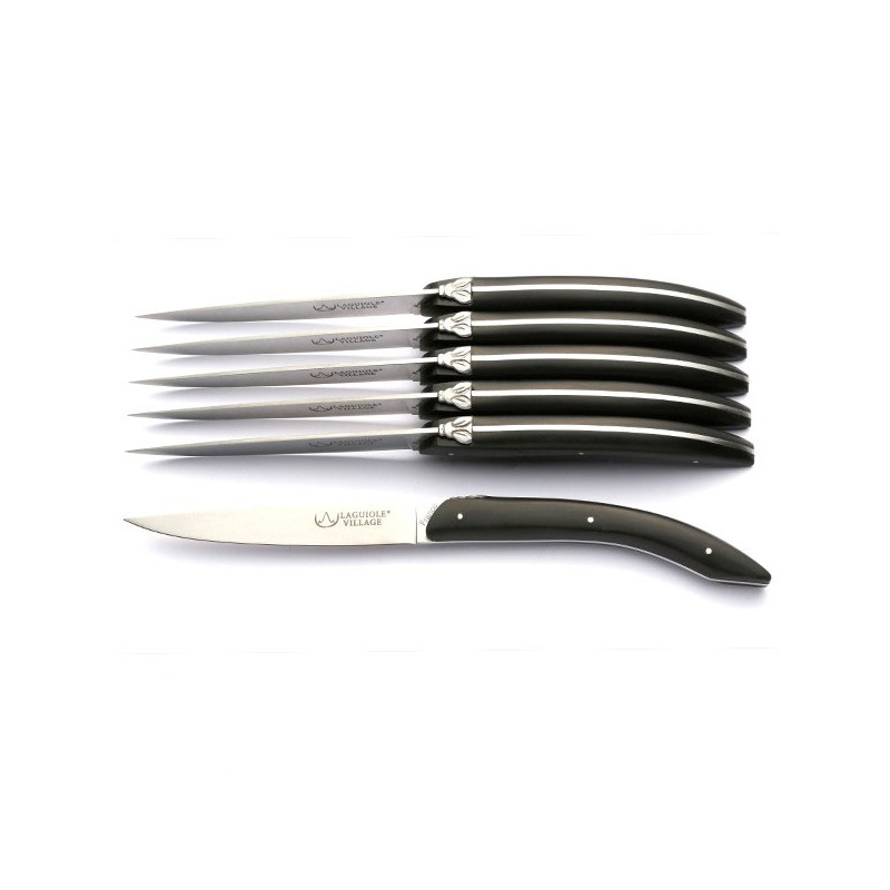 Luxury boxed set of 6 Design Black handle knives