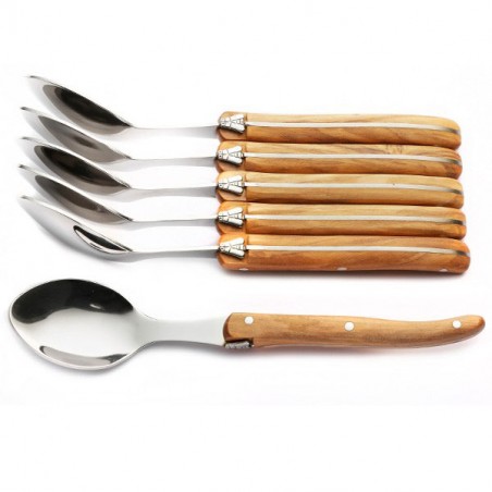 Luxury boxed set of 6 olive wood handle small spoons