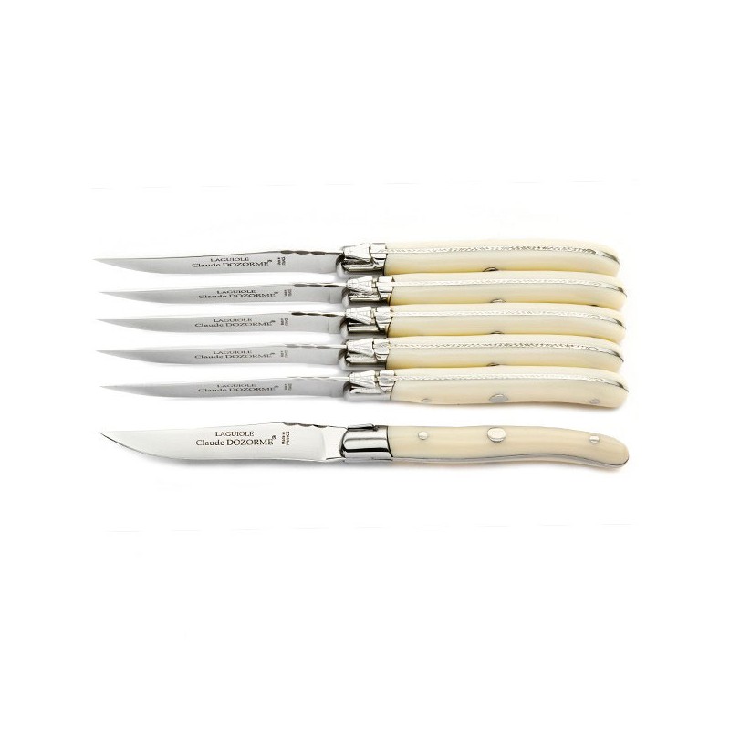 Luxury boxed set of 6 ivory aspect handle knives