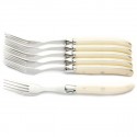 Laguiole Excellence boxed set of 6 Ivoirine forks, ivory look handle