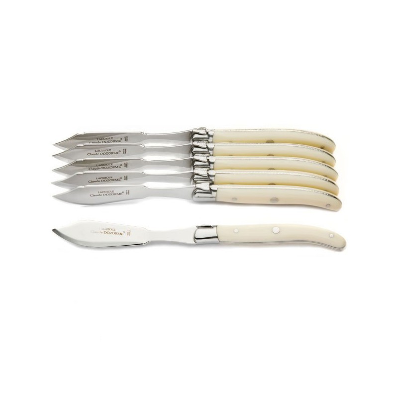 Luxury set of 6 fish knives, natural Ivoirine
