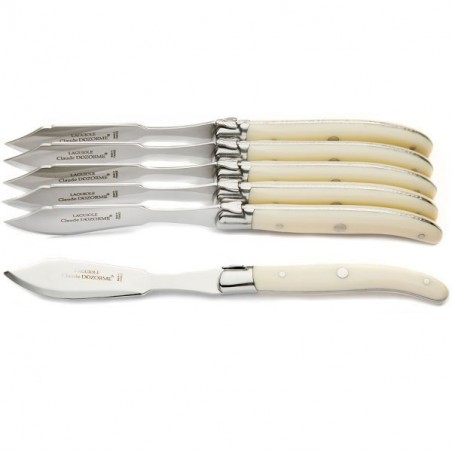 Luxury set of 6 fish knives, natural Ivoirine