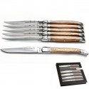 Laguiole 6 steak knives, exotic wood handle knives, stainless steel
