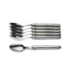 6 small spoons, stainless steel, wooden box