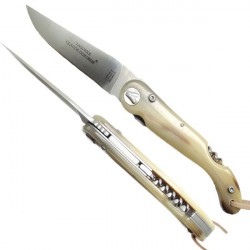 White horn sommelier knife collector's knife, with corkscrew