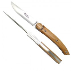 Cuchillo THIERS, manga de madera de olivo, Hoja de seguridad bloqueo