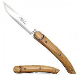 THIERS knife, olive wood handle, safety blade lock, with knob
