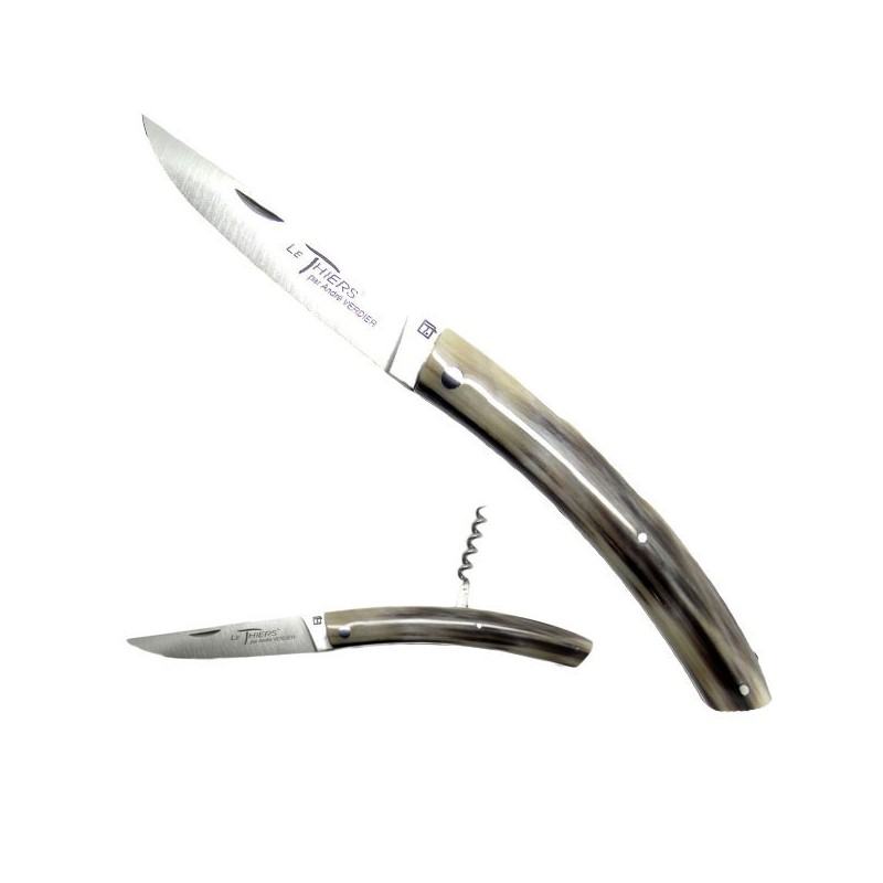 THIERS knife with corkscrew, horn handle