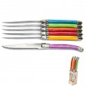 Laguiole block of 6 spring knives in bright colors for your tables.
