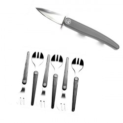 Servizio apri coltello ostriche e forchette, grigio antracite.