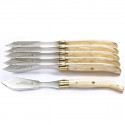 6 cuchillos de pescado Laguiole Excellence, mango de perlas (tono marfil). Vendido individualmente