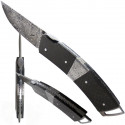 THIERS Gentleman knife, Damascus blade, Carbon handle and damascus miter, 12cm