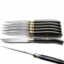 Estuche 6 cuchillos Laguiole Excellence cuerno negro auténtico, hecho en frances