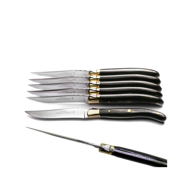 Eleganza Corsa Steak Knives - Dark Horn Tip - Set of 6