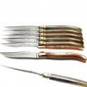 Laguiole Excellence boxed set of 6 clear horn handle knives