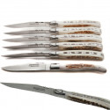 Coffret 6 couteaux Laguiole Excellence, bois de cerf à l\'ancienne, fabrication française artisanale