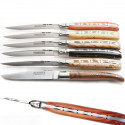 Estuche 6 cuchillos Laguiole Excellence, maderas preciosas combinadas a la antigua usanza