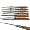 Coffret 6 couteaux Laguiole Excellence en bois d\'olivier à l\'ancienne, fabrication française artisanale
