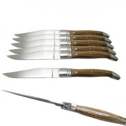 Forge de Laguiole 6 cuchillos para carne madera de barrica - Ganivetería  Roca