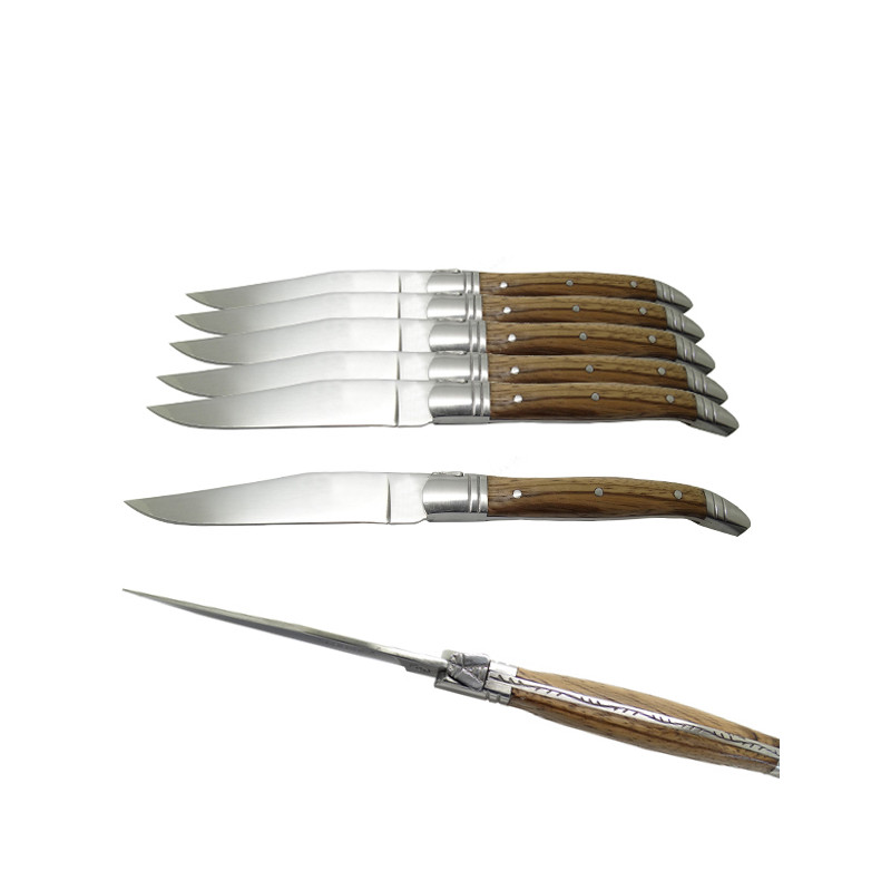 6 couteaux de table Laguiole manche bois exotique , forme traditionnelle