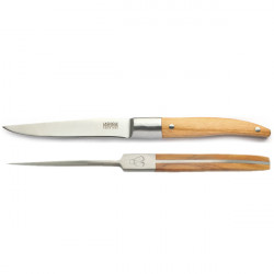 Laguiole Bird Steak Knives with Olive Wood and Acrylic Handle