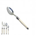 Ivory tone Laguiole small spoon "I create my table", handmade in France.