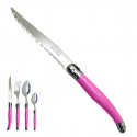 Pink Laguiole knife "I create my table", handmade in France.