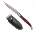 Petit couteau Laguiole de poche + étui cuir - manche bois exotique 16cm
