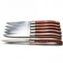 Laguiole boxed set of 6 knives steak knives, stainless steel, exotic wood