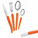 Cutlery set of 4 pieces Laguiole Cristal, leather aspect, mandarin