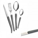 Cutlery set of 4 pieces Laguiole Cristal, leather aspect, grey