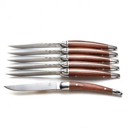 Coffret luxe 6 couteaux design manche bois exotique